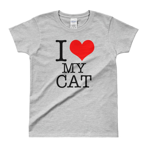 I Love My Cat T-Shirt Grey Cat Lover T Shirt for Women - Dafakar