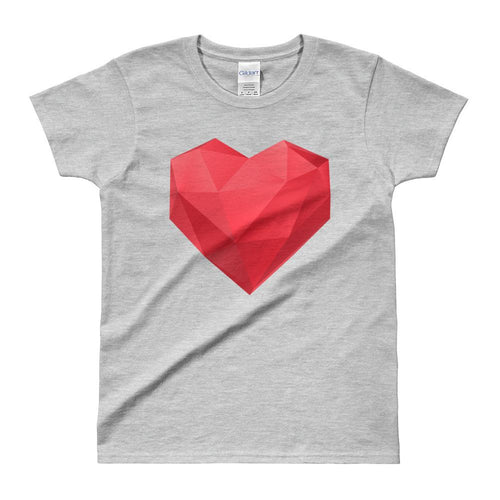 Asymmetrical Heat T Shirt Grey Geometrical Heart T Shirt for Women - Dafakar