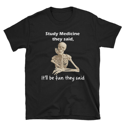 Study Medicine T shirt Funny Lady Doctor T shirt Black Short-Sleeve Cotton T shirt for medical students