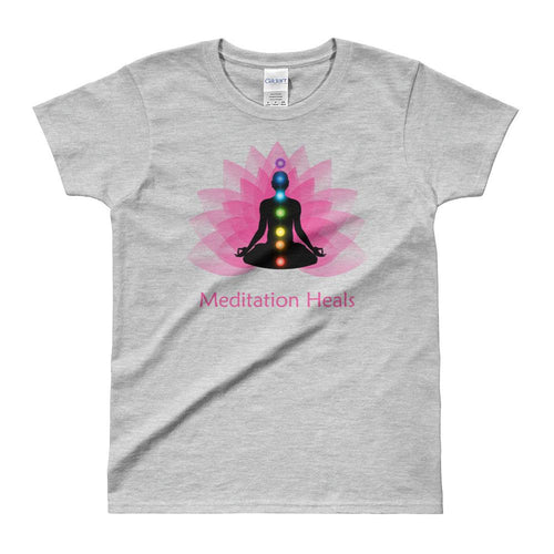 Meditation T Shirt Grey Meditation Heals T Shirt Pyramid Meditation T Shirt for Women - Dafakar