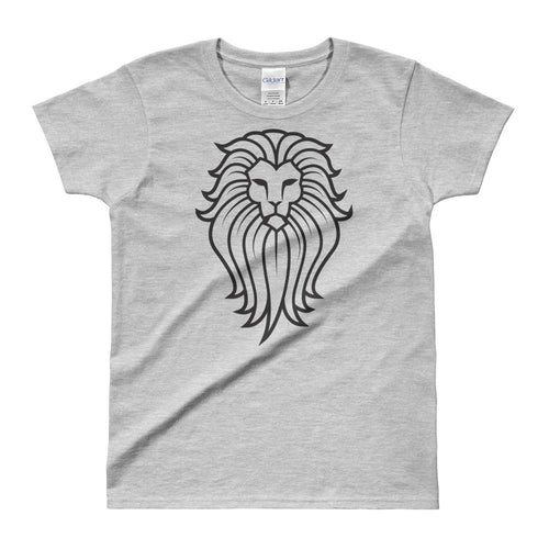 Tribal Lion T Shirt Grey Lion Wild Life T Shirt for Women - Dafakar