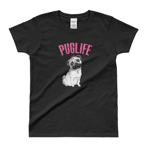 Pug Life T Shirt Black Cute Dog T Shirt Pug Innocent Dog T Shirt for Women - Dafakar