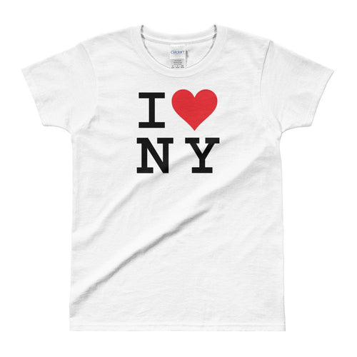 I Love NY White 100% Cotton I Love New York T Shirt for Women - Dafakar