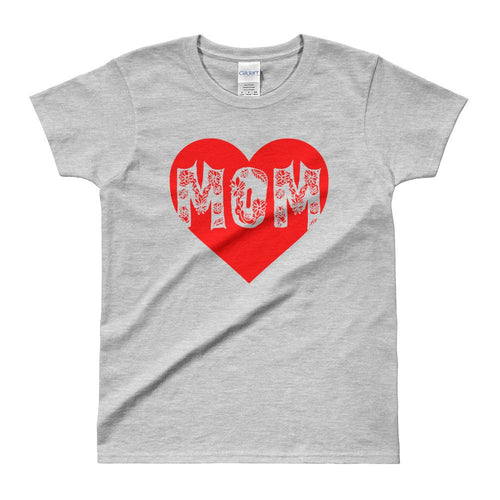 Mom Heart T Shirt Grey Mothers Day T Shirt Gift for Mom Awesome Mom T Shirt for Women - Dafakar