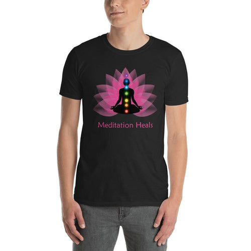 Meditation T Shirt Black Meditation Heals T Shirt Pyramid Meditation T Shirt for Men - Dafakar