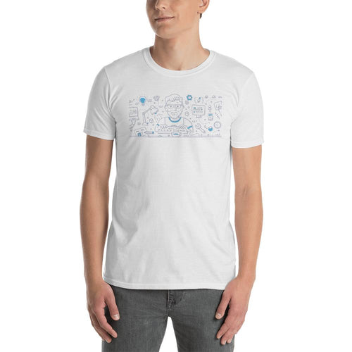 Front End Development Doodle Concept T Shirt White Design Geek T Shirt for Men - Dafakar
