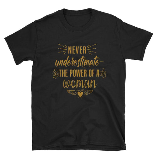 Never Underestimate The Power of a Woman T Shirt Golden Glitter Black Woman Power Tee - Dafakar