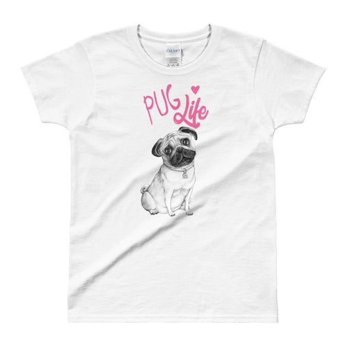 Pug Life T Shirt White Cute Dog Lover T Shirt Pug T Shirt for Women - Dafakar