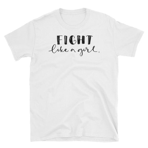 Fight Like a Girl T Shirt White Color Girl Empowerment T Shirt Short-Sleeve Strong Girl T-Shirt - Dafakar