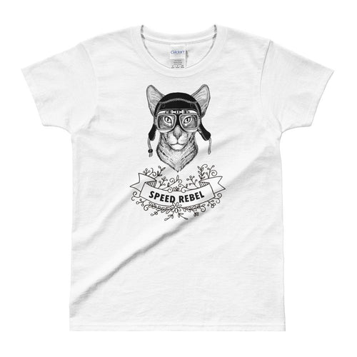 Wild Biker T Shirt Cat Biker T Shirt Cat Helmet T Shirt for Women - Dafakar