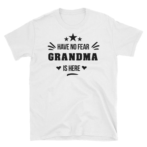 Have No Fear Grandma is Here T Shirt White Short-Sleeve Cotton Unisex Grandmother Tee Shirt - Dafakar