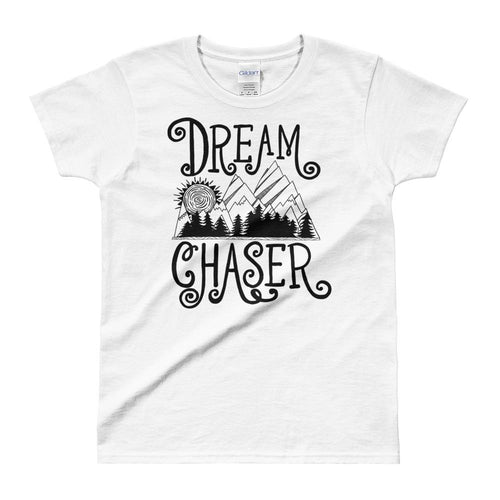 Dream Chaser T Shirt White 100% Cotton T Shirt for Women - Dafakar