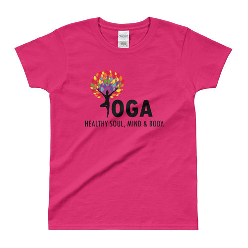 Yoga T Shirt Pink Shakti Yoga T Shirt Healthy Soul, Mind & Body T Shirt for Women - Dafakar