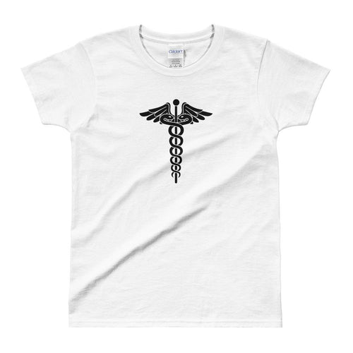 Caduceus T Shirt White Symbol of Medicine Caduceus T Shirt for Women - Dafakar