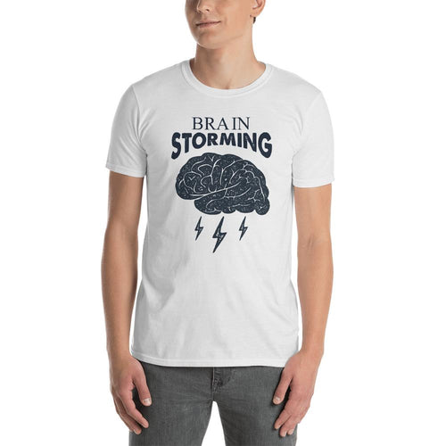 Brainstorming T Shirt  White Brainstorm Short-Sleeve Cotton T-Shirt - Dafakar