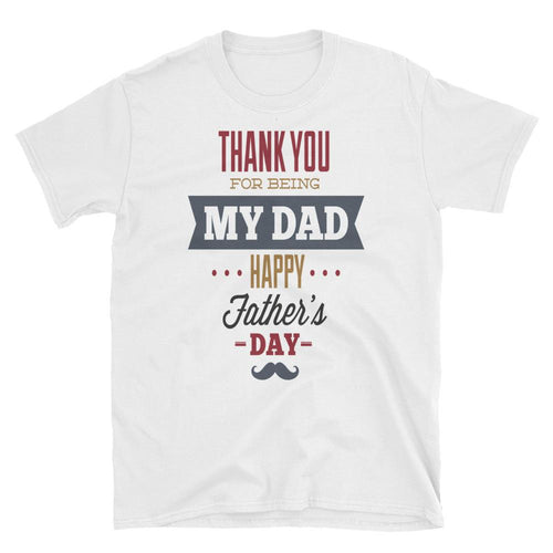 Unisex Thank You Dad T-Shirt White Happy Fathers Day Tee - Dafakar