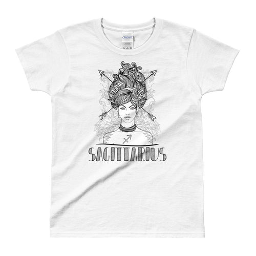 Sagittarius T Shirt Zodiac Short Sleeve Round Neck White T-Shirt for Women - Dafakar