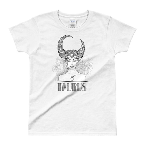 Taurus T Shirt Zodiac Short Sleeve Round Neck White Cotton T-Shirt for Women - Dafakar