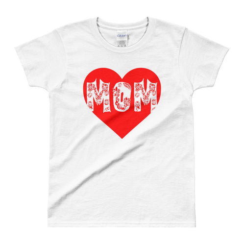 Mom Heart T Shirt White Mothers Day T Shirt Gift for Mom Awesome Mom T Shirt for Women - Dafakar