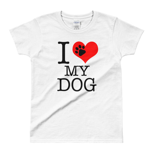 I Love My Dog T-Shirt White Pet Dog Lover T Shirt for Women - Dafakar