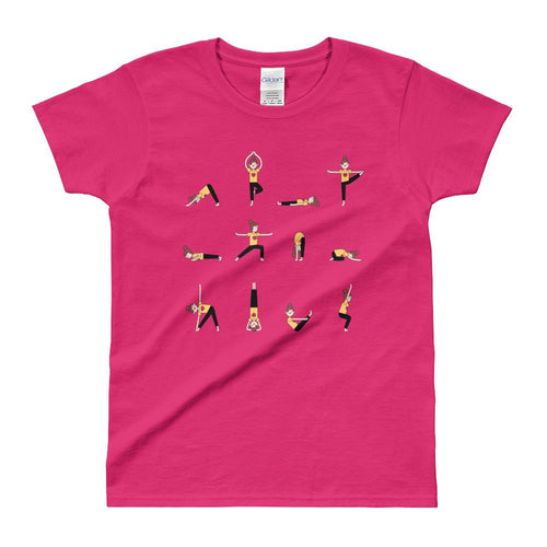 Yoga T Shirt Pink Yoga Moves T Shirt Cotton Yoga Tee for Women - Dafakar