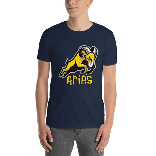 Aries T Shirt Navy Aggressive Horoscope Aries T Shirt Cotton Aries Zodiac T Shirt for Men - Dafakar