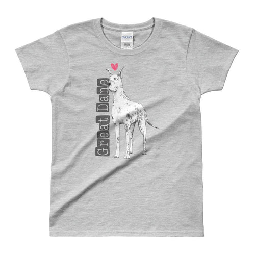 Great Dane Love T Shirt Grey Dog Lover T Shirt Dog Lady T Shirt for Women - Dafakar