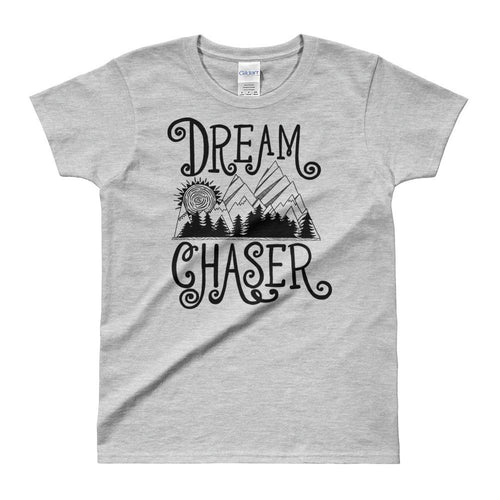 Dream Chaser T Shirt Grey 100% Cotton T Shirt for Women - Dafakar