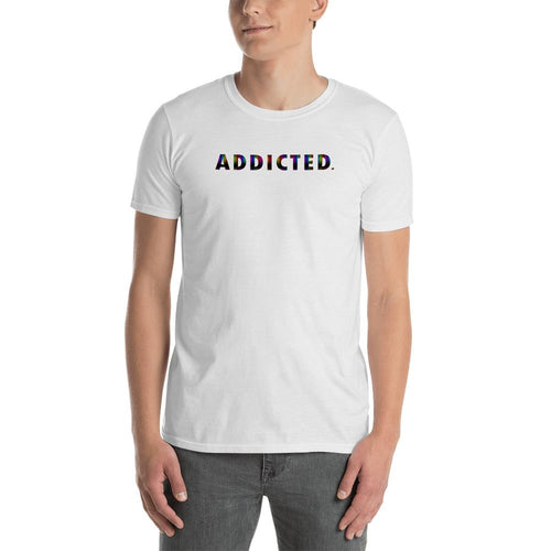 Addicted T Shirt White Addicted T Shirt Rainbow Color for Men - Dafakar