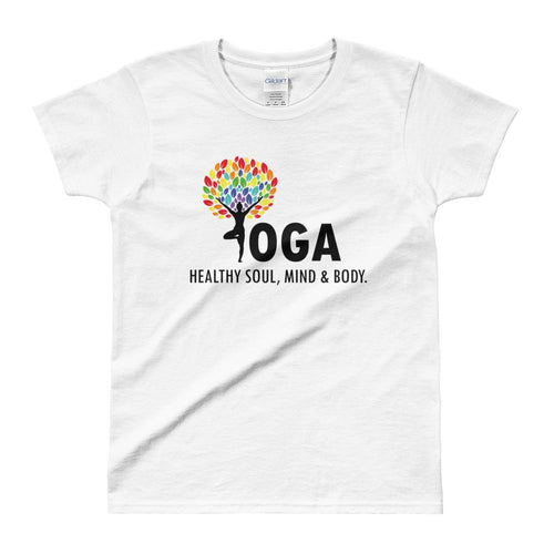 Yoga T Shirt White Shakti Yoga T Shirt Healthy Soul, Mind & Body T Shirt for Women - Dafakar