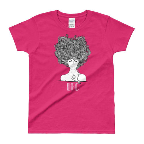 Leo T Shirt Zodiac Round Neck Pink Cotton T-Shirt for Women - Dafakar