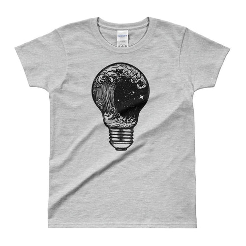 Perfect Storm in Light Bulb Tattoo Design T Shirt Grey for Women - Dafakar