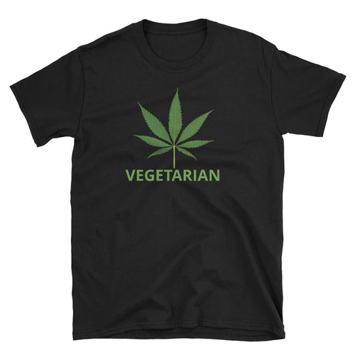 Pot Leaf Vegetarian T-shirt Black 100% Cotton Marijuana T-Shirt for Men - Dafakar