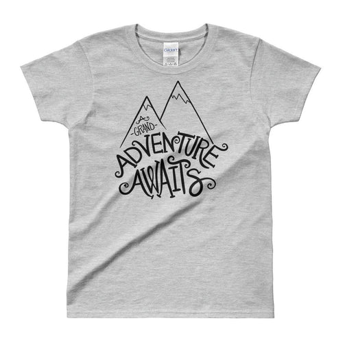 Adventure Awaits T Shirt Grey Cotton Adventure Time T Shirt for Women - Dafakar