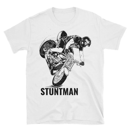 Stunt Biker T Shirt Stunt Man T Shirt White Biker T Shirt For Men - Dafakar