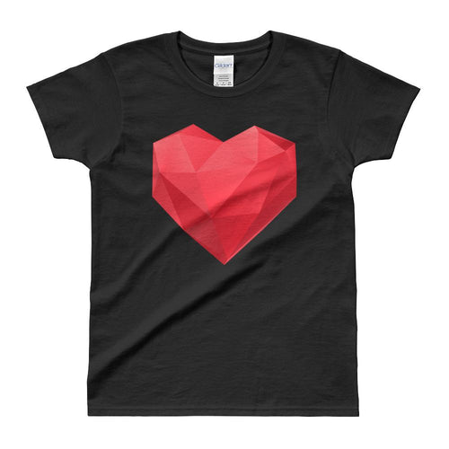 Asymmetrical Heat T Shirt Black Geometrical Heart T Shirt for Women - Dafakar