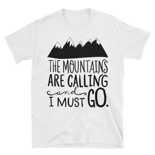 The Mountains Are Calling and I Must Go T Shirt White Cotton T Shirt for Men - Dafakar