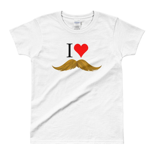 I love Mustache T Shirts White I Love Blond Mustaches T Shirt for Women - Dafakar