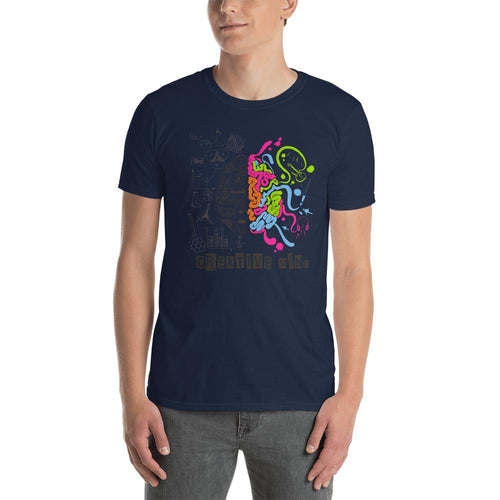 Creative Mind T Shirt Navy Nerd Brain T Shirt for Men - Dafakar
