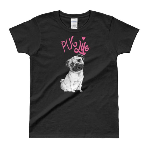 Pug Life T Shirt Black Cute Dog Lover T Shirt Pug T Shirt for Women - Dafakar