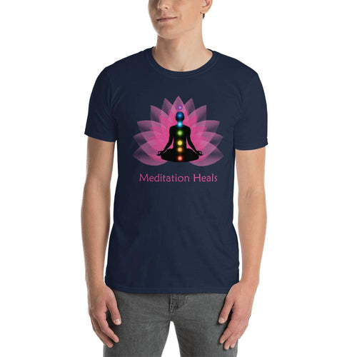 Meditation T Shirt Navy Meditation Heals T Shirt Pyramid Meditation T Shirt for Men - Dafakar