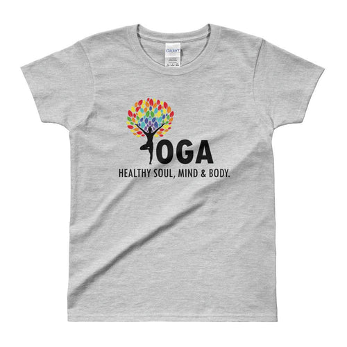 Yoga T Shirt Grey Shakti Yoga T Shirt Healthy Soul, Mind & Body T Shirt for Women - Dafakar