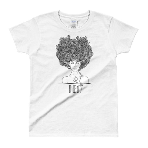 Leo T Shirt Zodiac Short Sleeve Round Neck White Cotton T-Shirt for Women - Dafakar