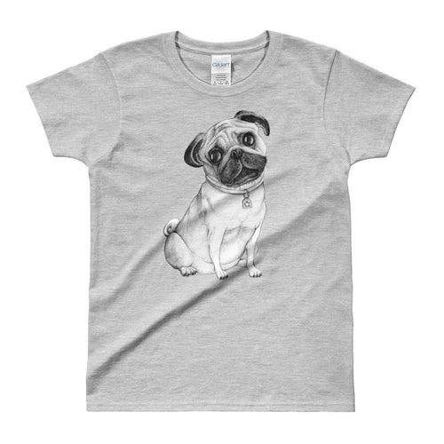 Pug T Shirt Grey Pug T Shirt for Women - Dafakar