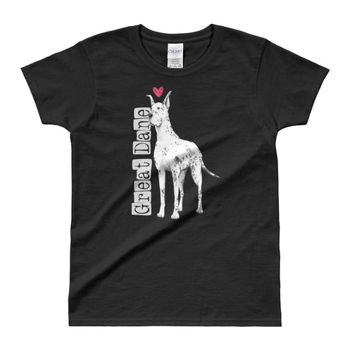 Great Dane Love T Shirt Black Dog Lover T Shirt Dog Lady T Shirt for Women - Dafakar
