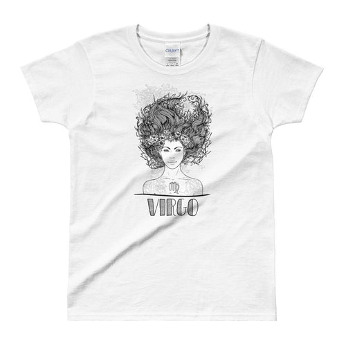 Virgo T Shirt Zodiac Round Neck White Cotton T-Shirt for Women - Dafakar