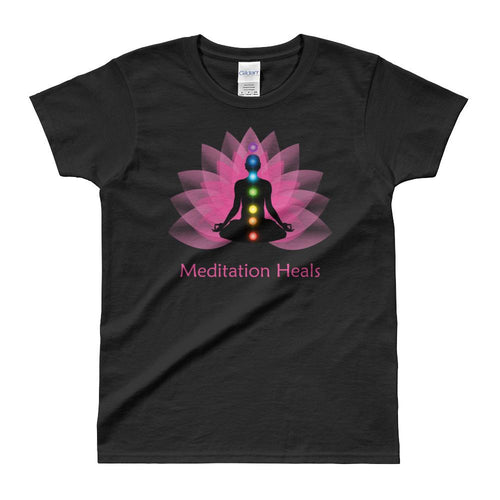 Meditation T Shirt Black Meditation Heals T Shirt Pyramid Meditation T Shirt for Women - Dafakar