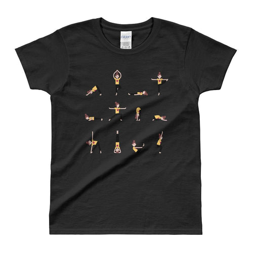 Yoga T Shirt Black Yoga Moves T Shirt Cotton Yoga Tee for Women - Dafakar
