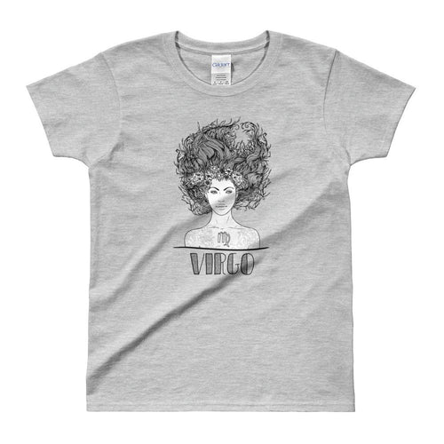 Virgo T Shirt Zodiac Round Neck Grey Cotton T-Shirt for Women - Dafakar