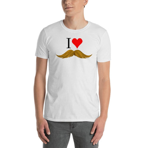 Movember T Shirts I love Mustache T Shirts White I Love Blond Mustaches T Shirt for Men - Dafakar